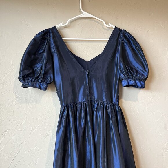 Vintage 1980s Laura Ashley Midnight Blue Princess Dress Evening Gown‎ Prom Event - Picture 8 of 10
